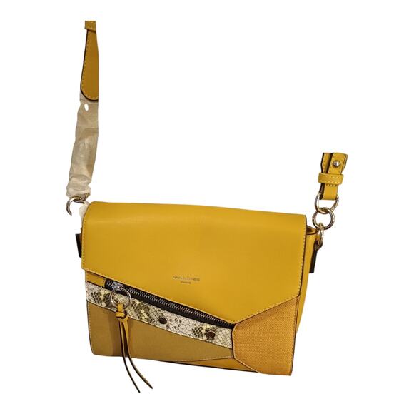 David Jones Crossbody Bag NWT Synthetic Materials Mustard Yellow Color Block NWT - Picture 1 of 8
